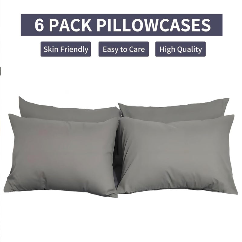 LEISUREWEEK Premium Grey Pillowcases 6 Pack, Standard Queen Size, Soft Brushed 1800 Thread Count Microfiber, Allergies Free, Wrinkle Resistant, Tailoring Iron, 0.5 Dozen Bulk Pillowcases Set - Image 4